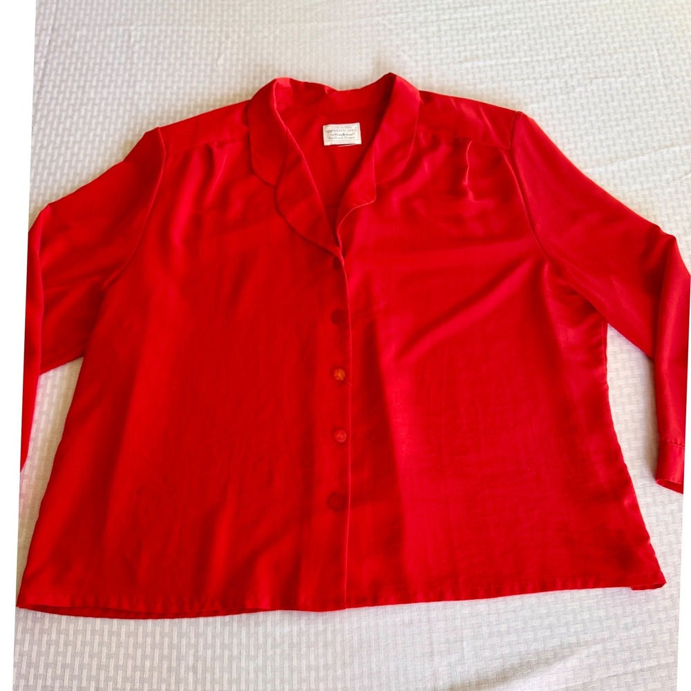 Vintage Country Sophisticates Pendleton Red Blouse 24W Shoulder Pads 100% Poly